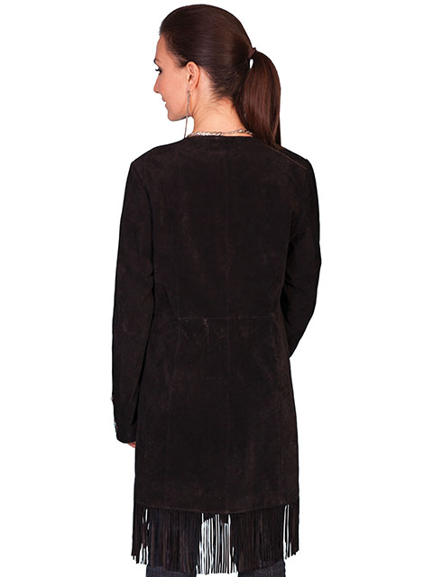 (image for) Fringe embroidered suede coat